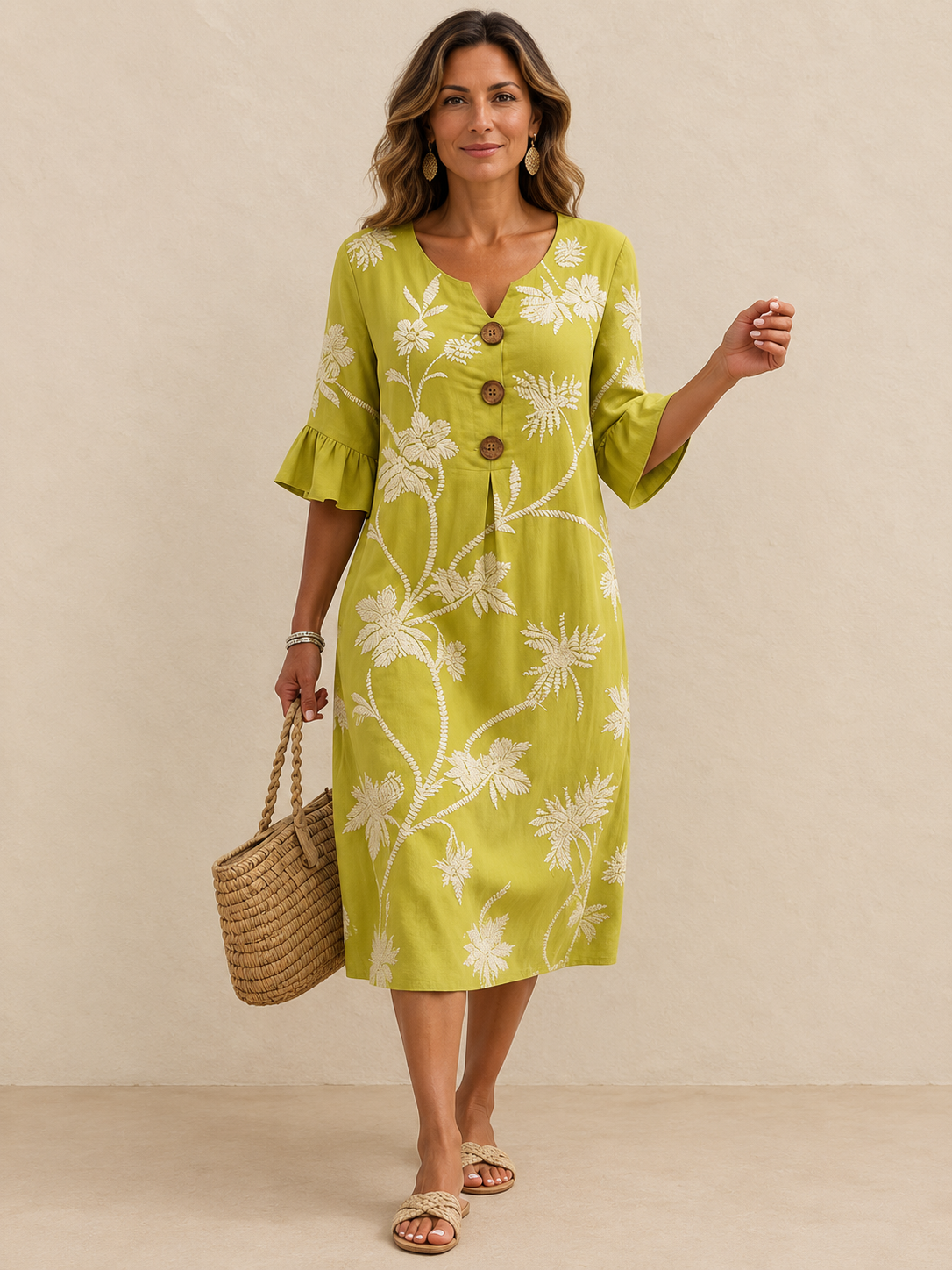 Esperanza | Vestido midi con bordado floral