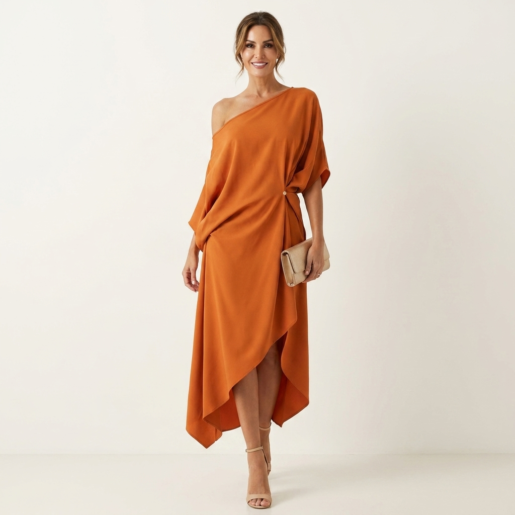 Tamara | Vestido asimétrico drapeado de un hombro
