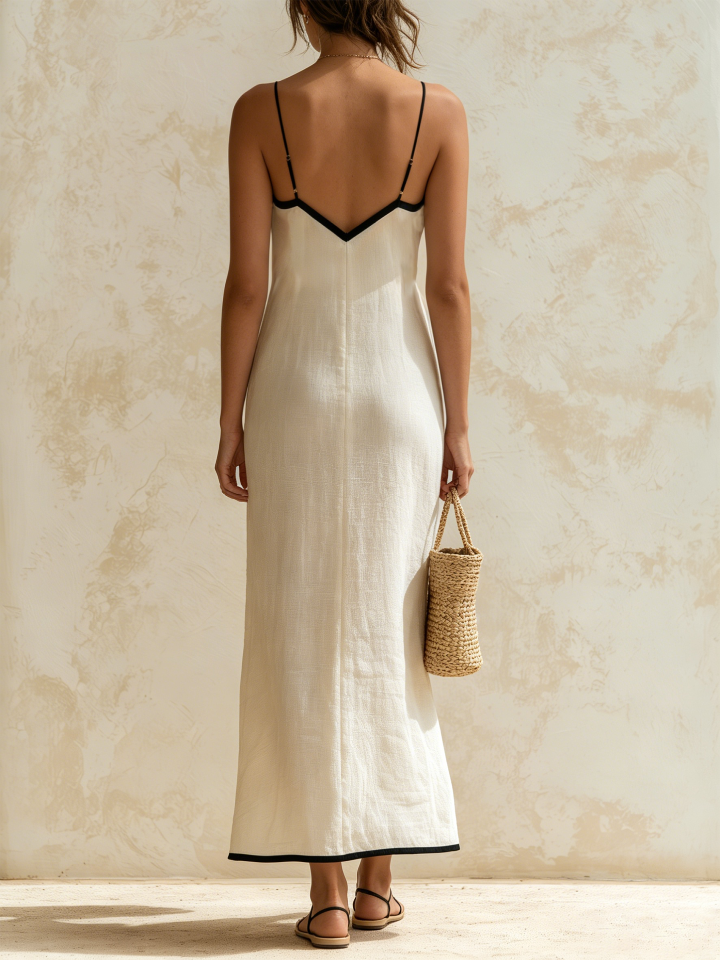 Marisa | Vestido Largo Chevron en Contraste