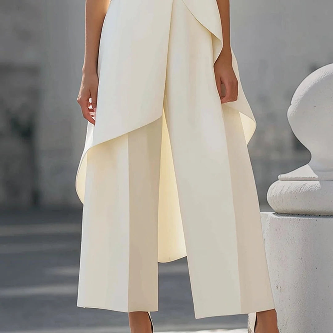 Valentina | Mono elegante con top de cuello alto drapeado