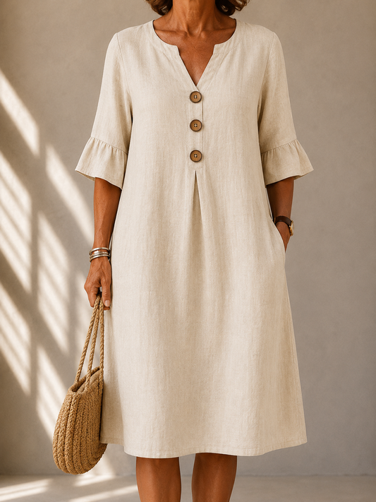 Lina | Vestido con botones y pliegue de caja