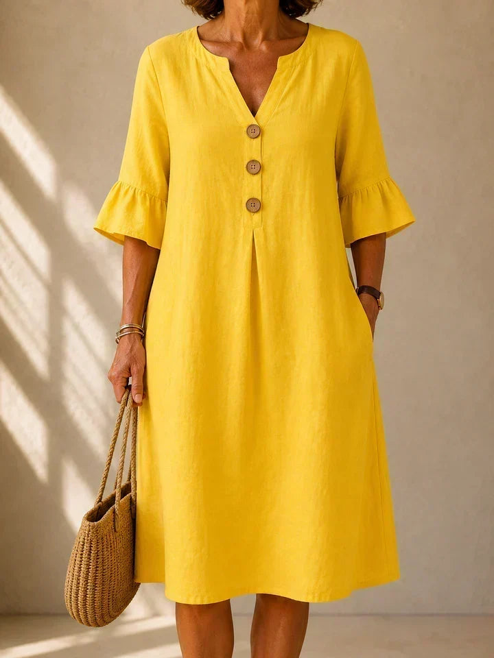 Lina | Vestido con botones y pliegue de caja