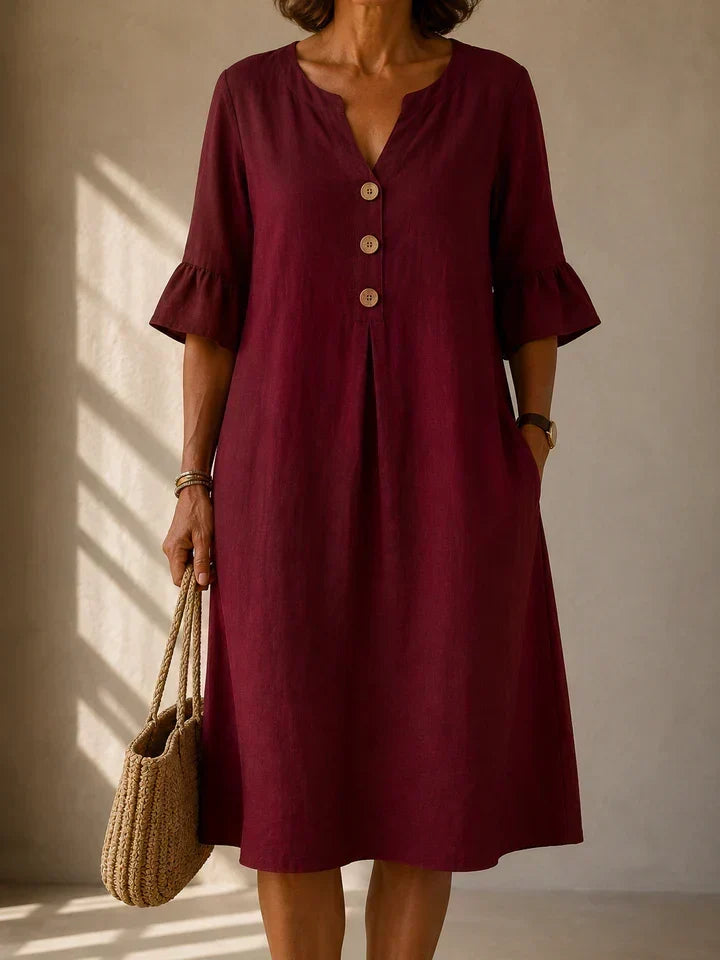 Lina | Vestido con botones y pliegue de caja