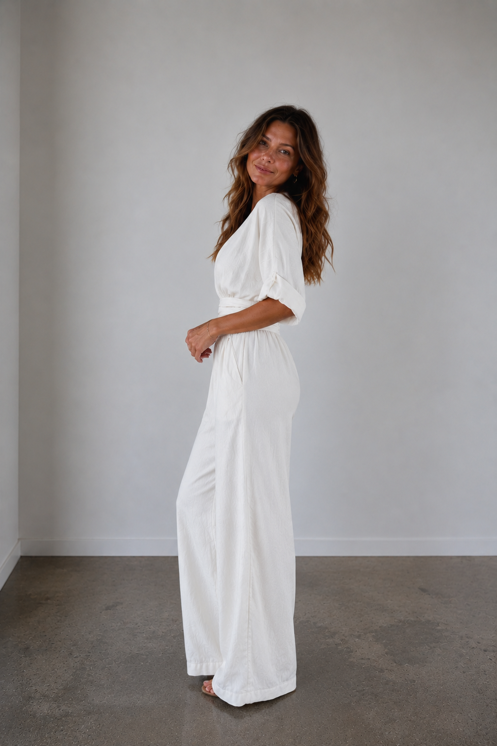 Daniela - Mono elegante de escote en V y pierna ancha