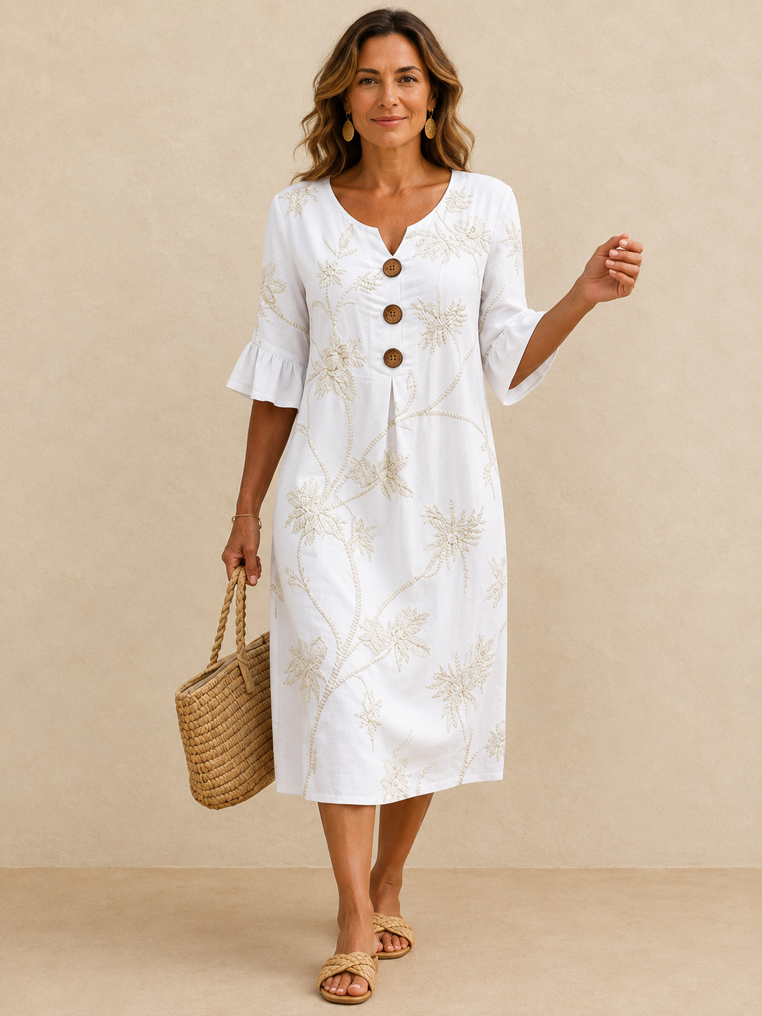 Esperanza | Vestido midi con bordado floral