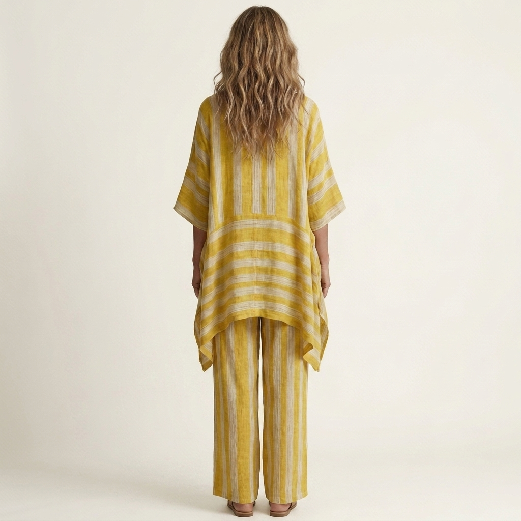 Alessia | Conjunto de algodón y lino de dos piezas a rayas