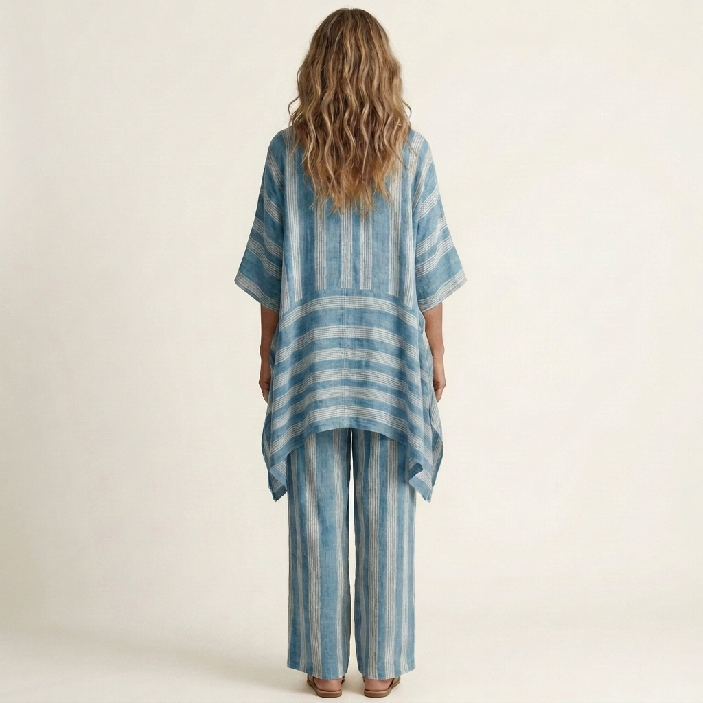 Alessia | Conjunto de algodón y lino de dos piezas a rayas