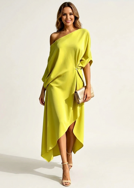 Tamara | Vestido asimétrico drapeado de un hombro