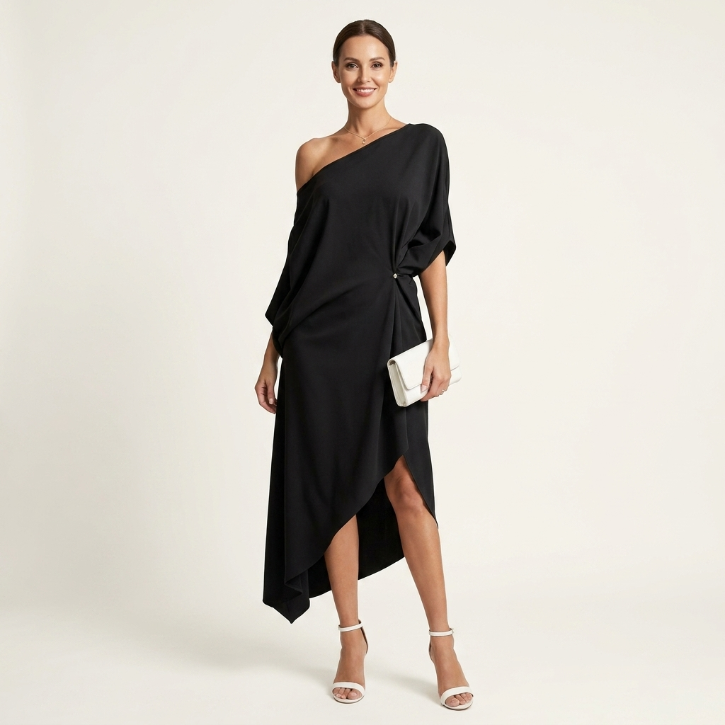 Tamara | Vestido asimétrico drapeado de un hombro